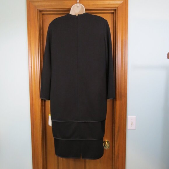 NWT Caron Black Knit Dress Long Sleeve Tiered Size 14 - Picture 7 of 11